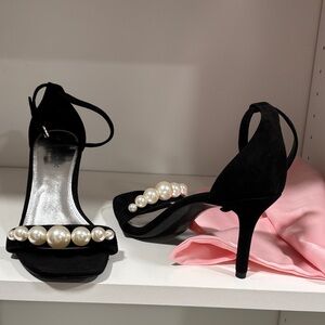 Kate Spade Black Heels with Pearl Details